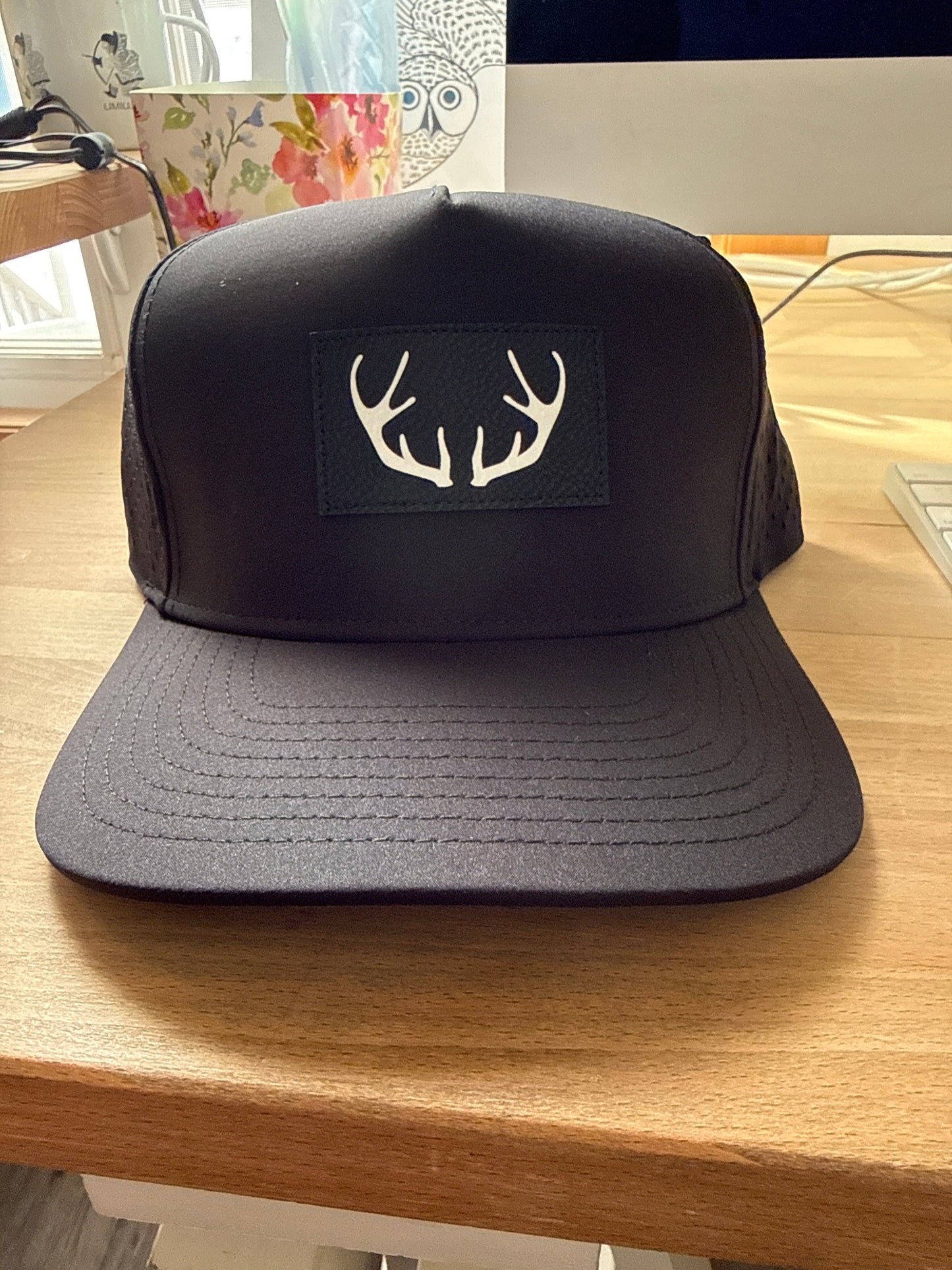 Black Natjuk leather patch snapback cap