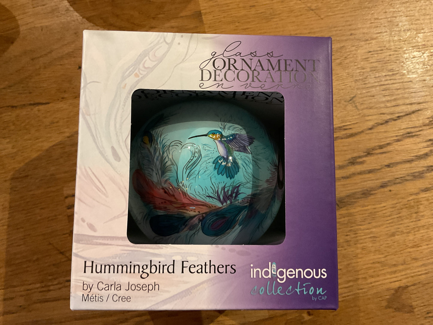 Glass ornement ´Hummingbird feathers’